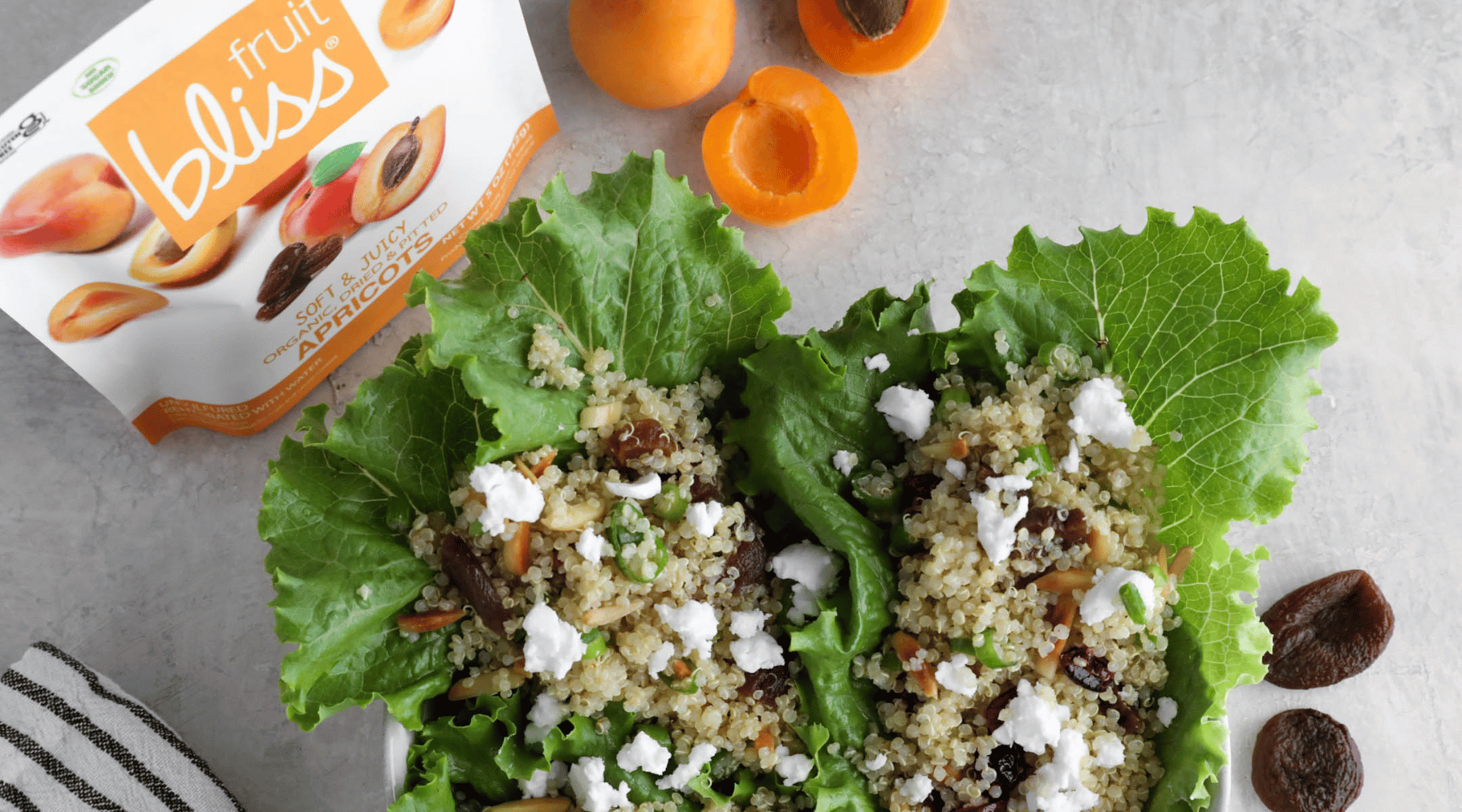 Quinoa Lettuce Cups Recipe with Fruit Bliss Apricot Dried Fruit