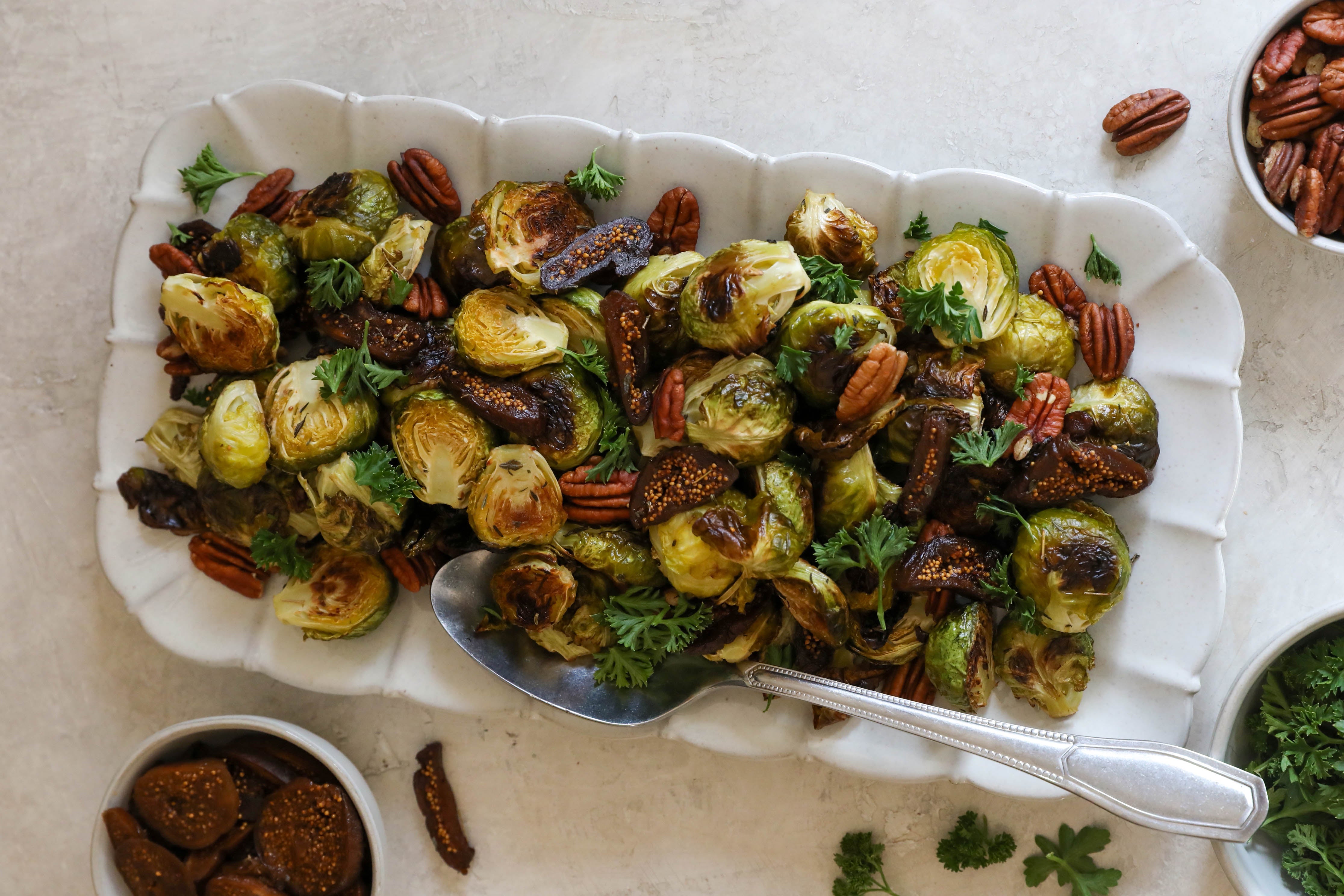 Roasted Brussel Sprouts with Figs &amp; Pecans