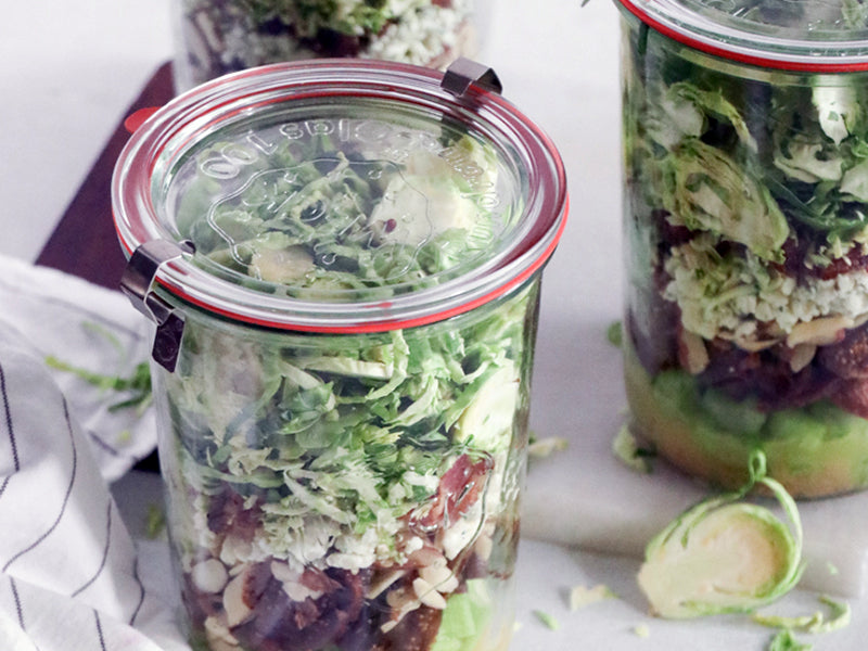Shredded Brussels Sprouts Salad with Bacon and Dried Figs